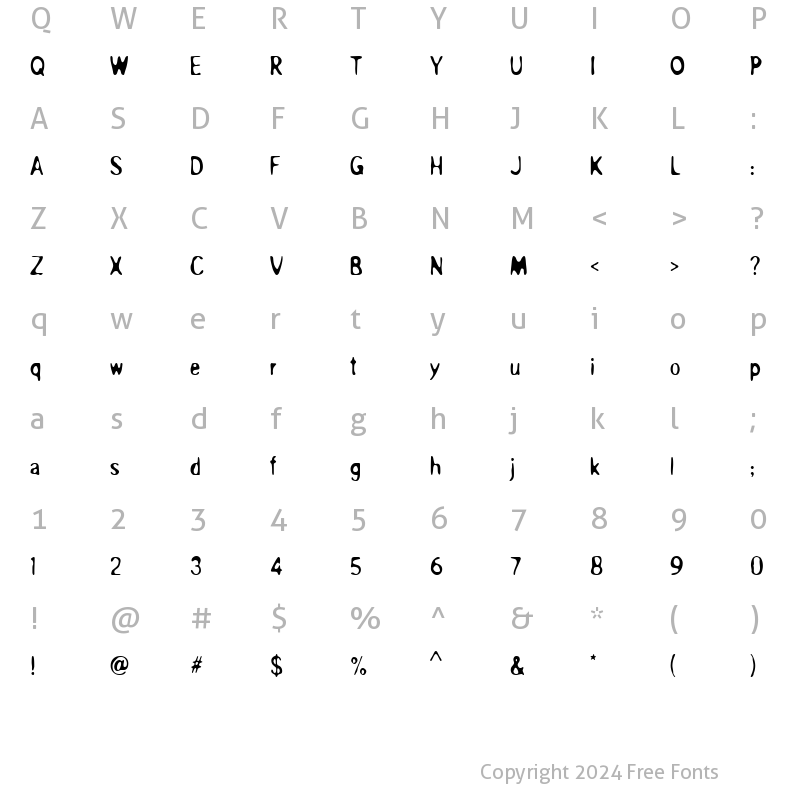 Character Map of Overprint ICG Regular Regular