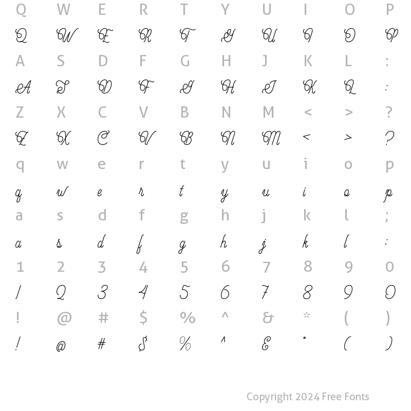 Character Map of Override Regular