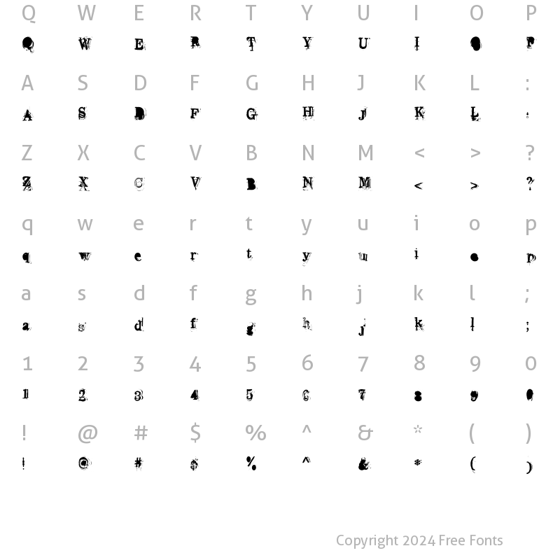 Character Map of Overwork Regular