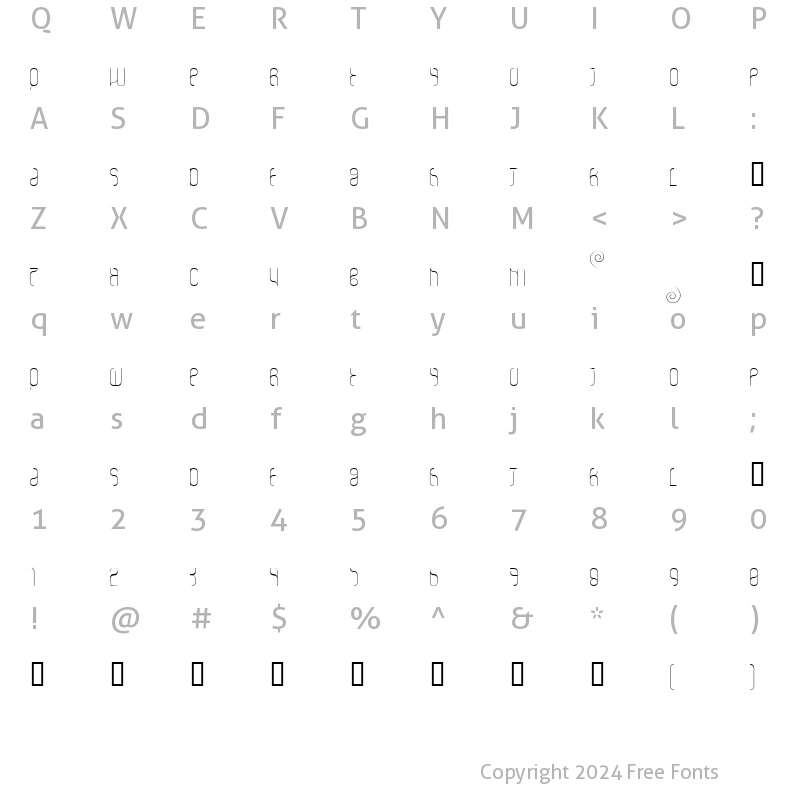 Character Map of ovethin Regular