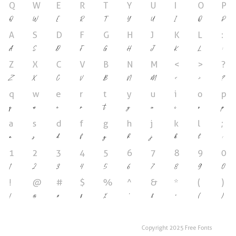 Character Map of Owlmoons Regular