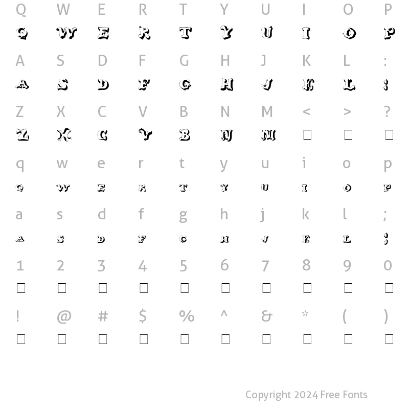 Character Map of Ox Nard Regular