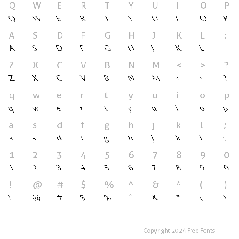 Character Map of Oxford In The Left Regular