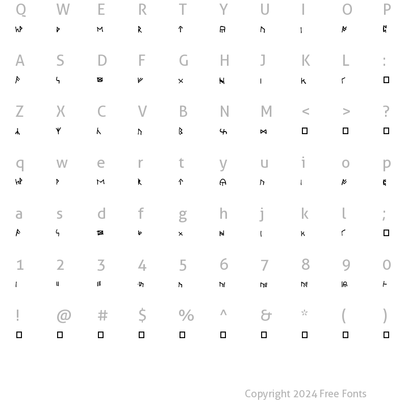 Character Map of Oxford Runes Regular