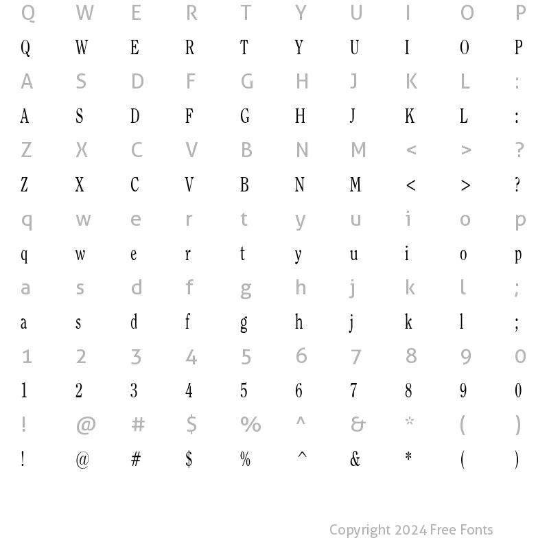 Character Map of OxfordCondensed Regular