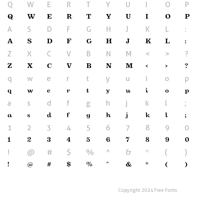 Character Map of Oxtail Bold