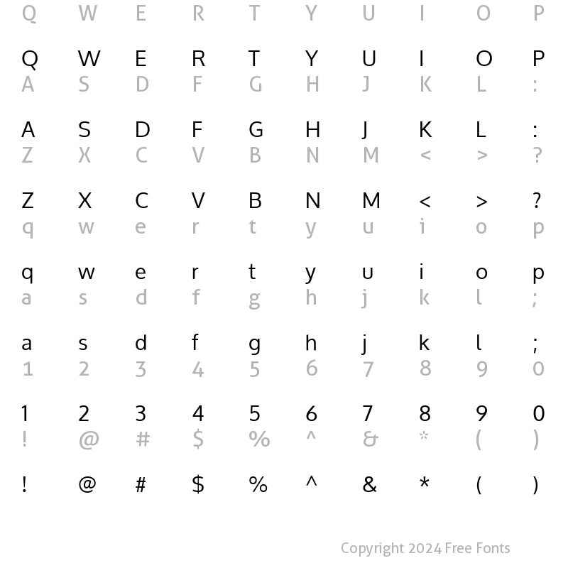 Character Map of Oxygen Regular