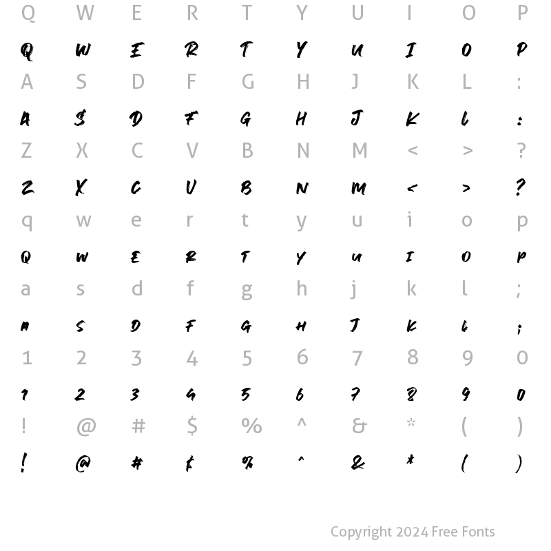 Character Map of Oxygen Script