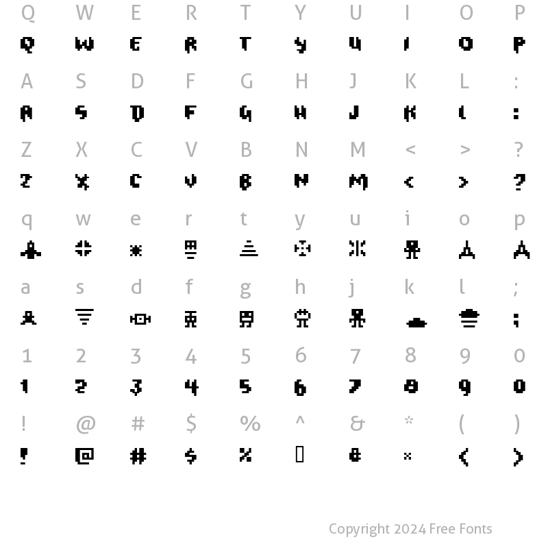 Character Map of Oxygene 1 Regular