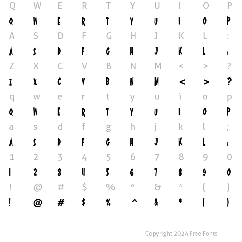 Character Map of Oyster Bar BTN Cond Bold