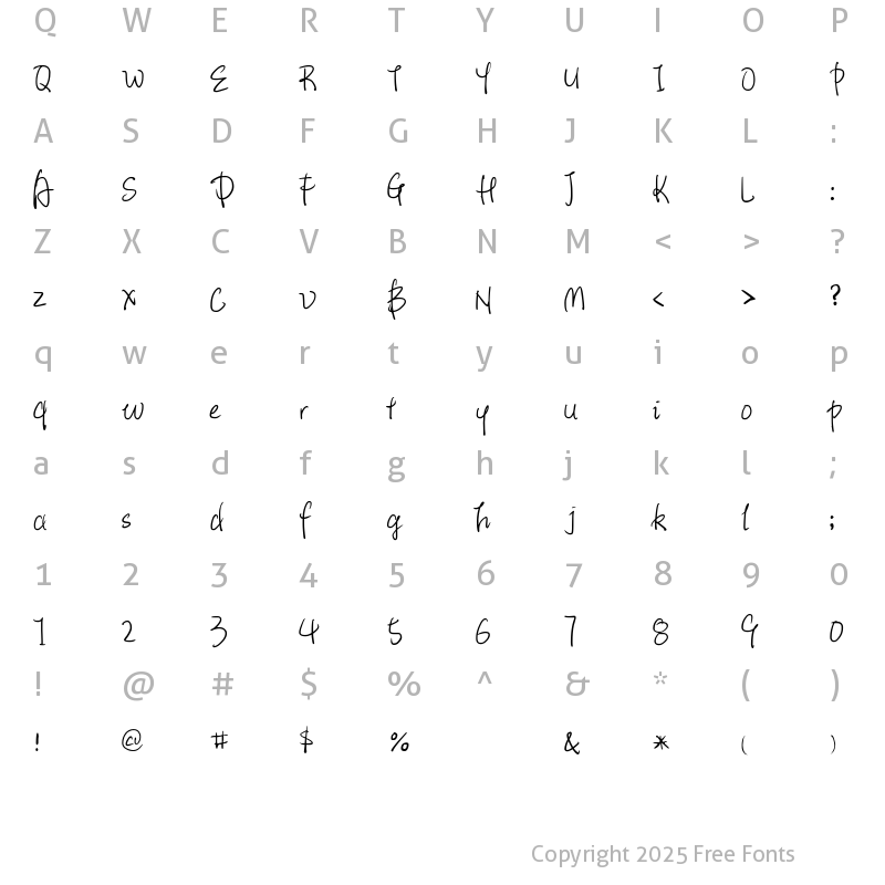 Character Map of OzCaramel Regular