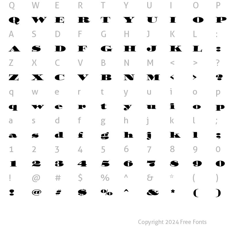 Character Map of Ozwald ICG Regular