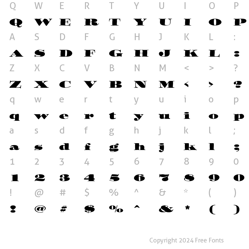 Character Map of Ozwald ITC TT Regular