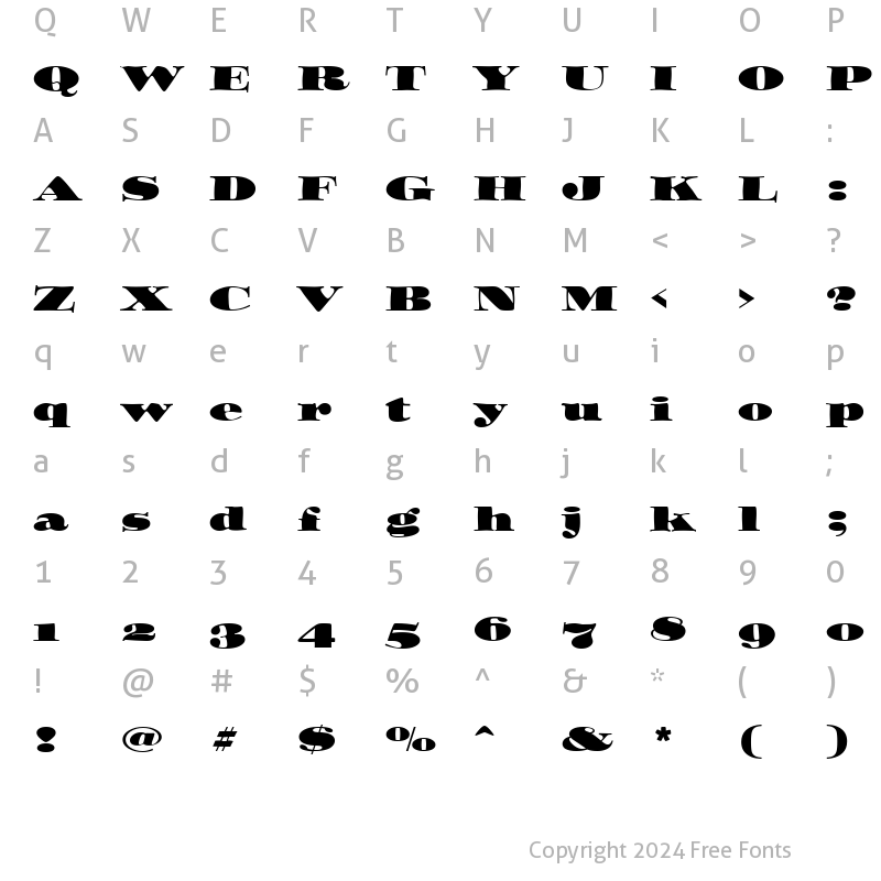 Character Map of Ozwald OS ITC TT Regular