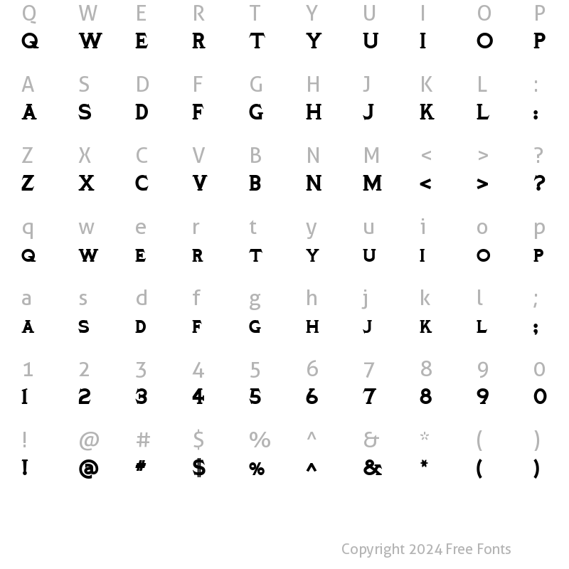 Character Map of Ozymandias Solid WBW Regular