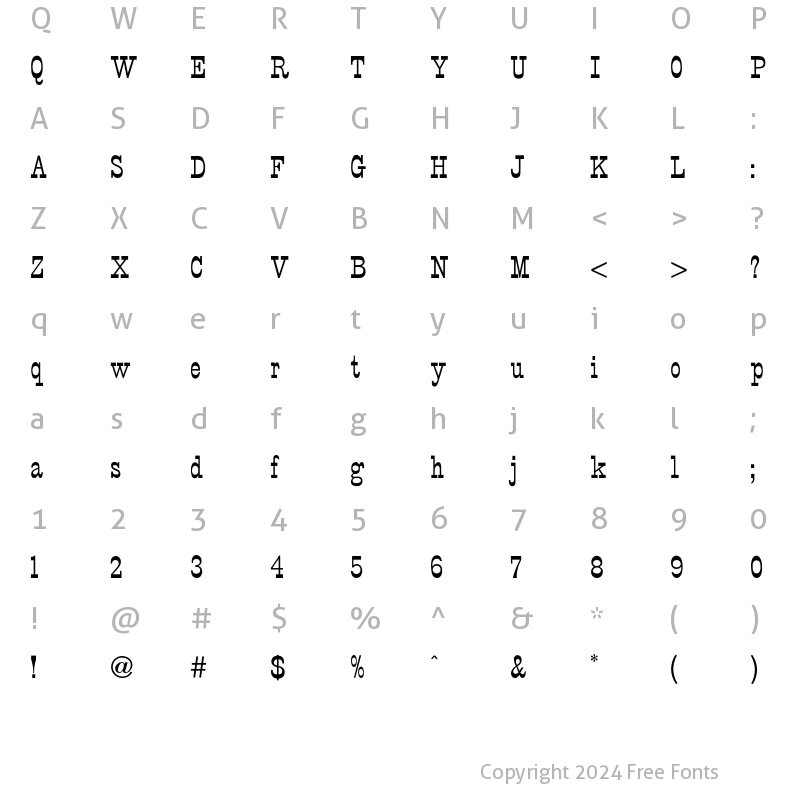 Character Map of P TBarnum Regular