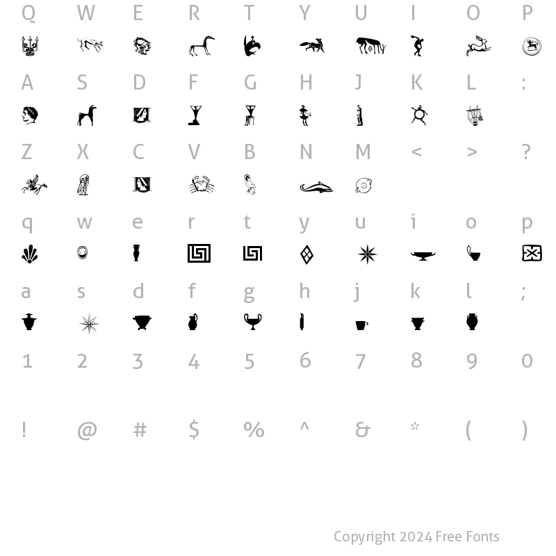 Character Map of P22 Acropolis Extras Regular