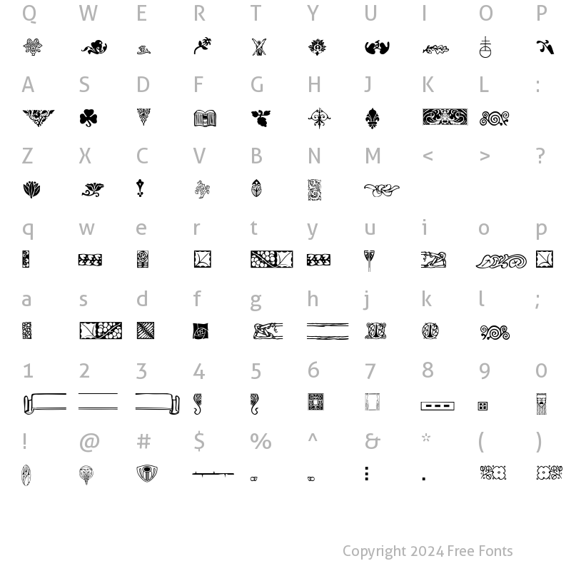 Character Map of P22 Arts And Crafts OrnamentsTwo