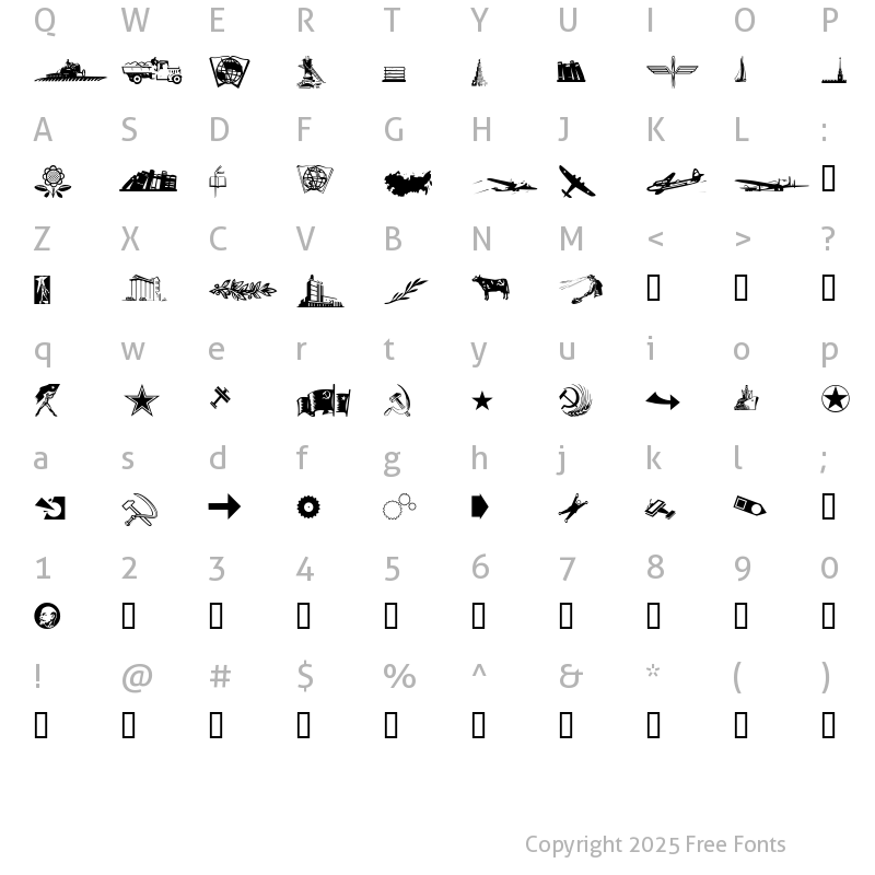 Character Map of P22 Constructivist Extras