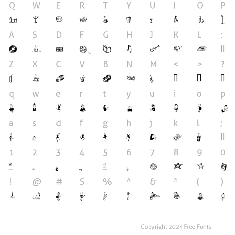 Character Map of P22 Daddy O Beatsville