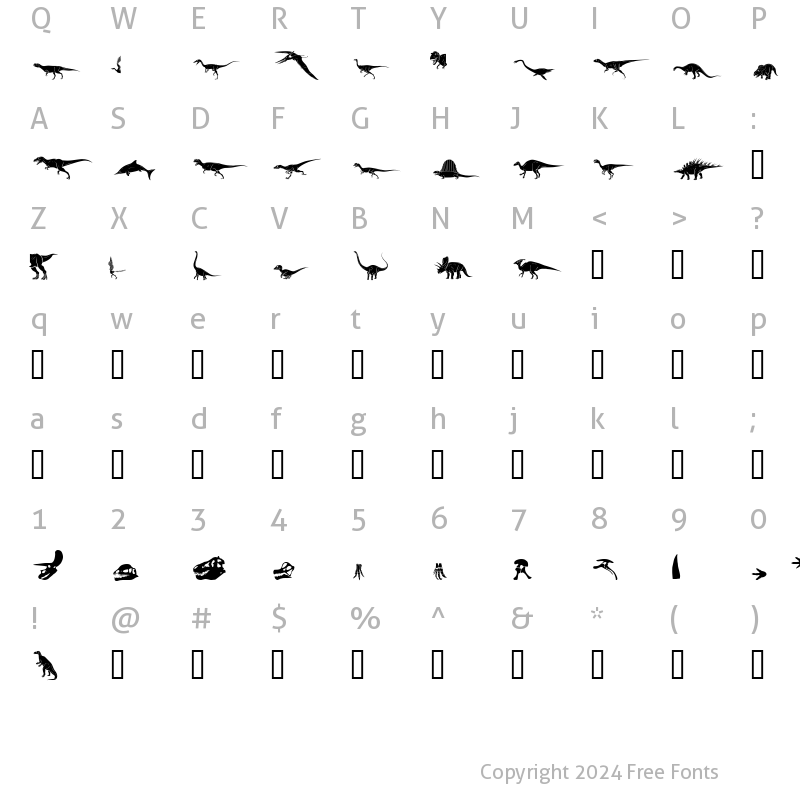 Character Map of P22 Dinosaur Solid Solid