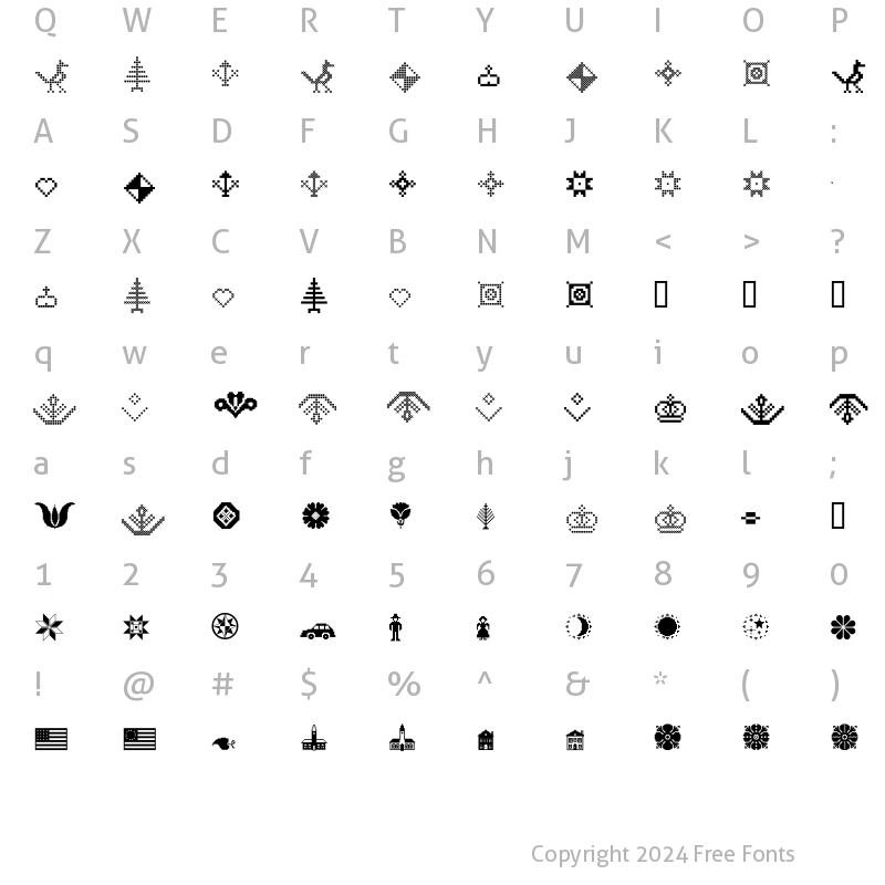 Character Map of P22 Folk Art Extras Regular