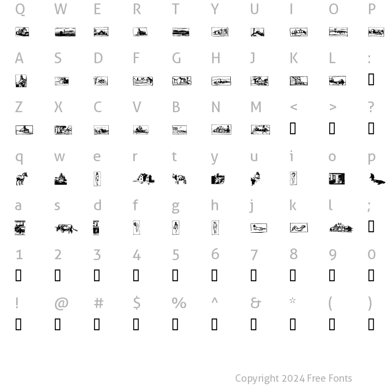 Character Map of P22 Hopper Sketches