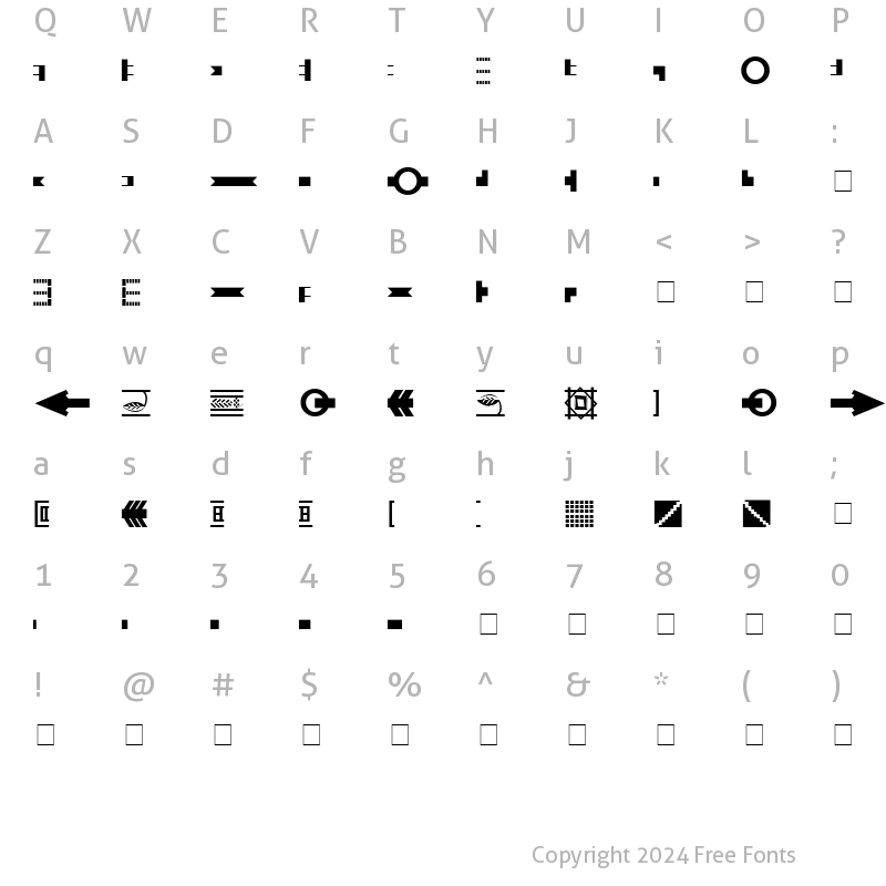 Character Map of P22 Johnston Underground Extras