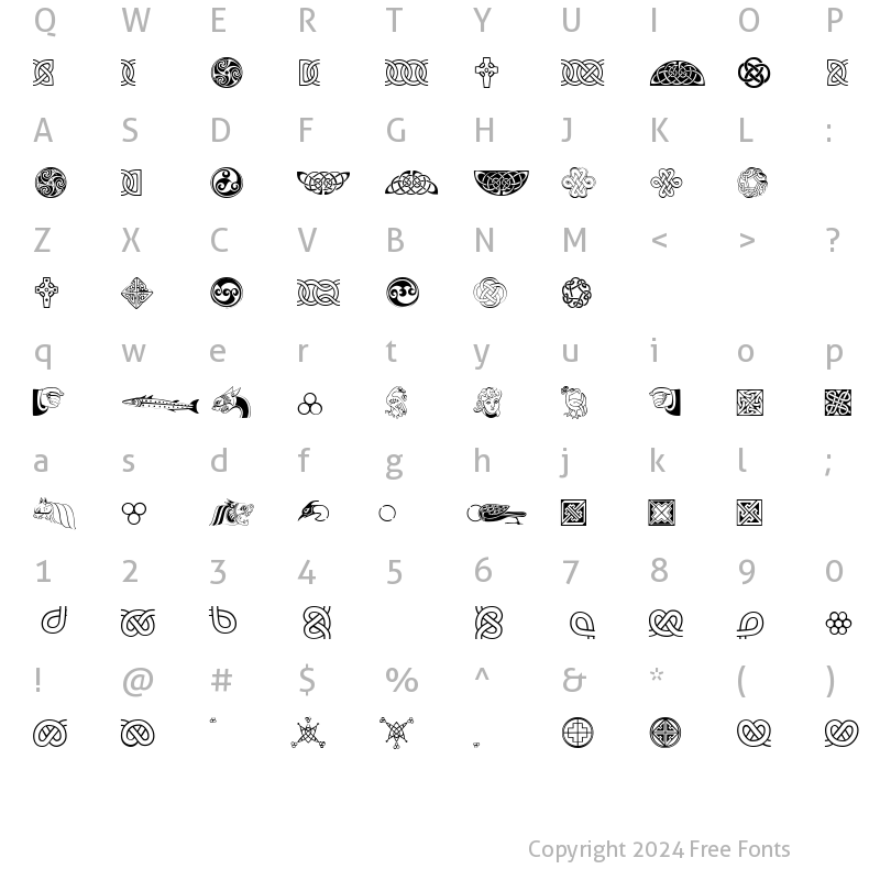 Character Map of P22 Kells Extras Regular