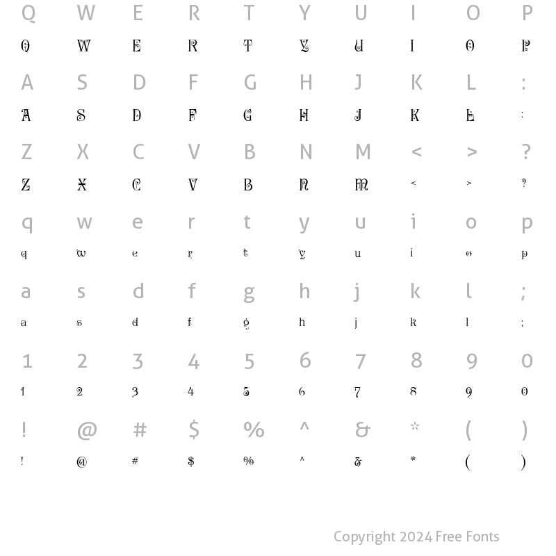 Character Map of P22 Kilkenny Eureka Eureka