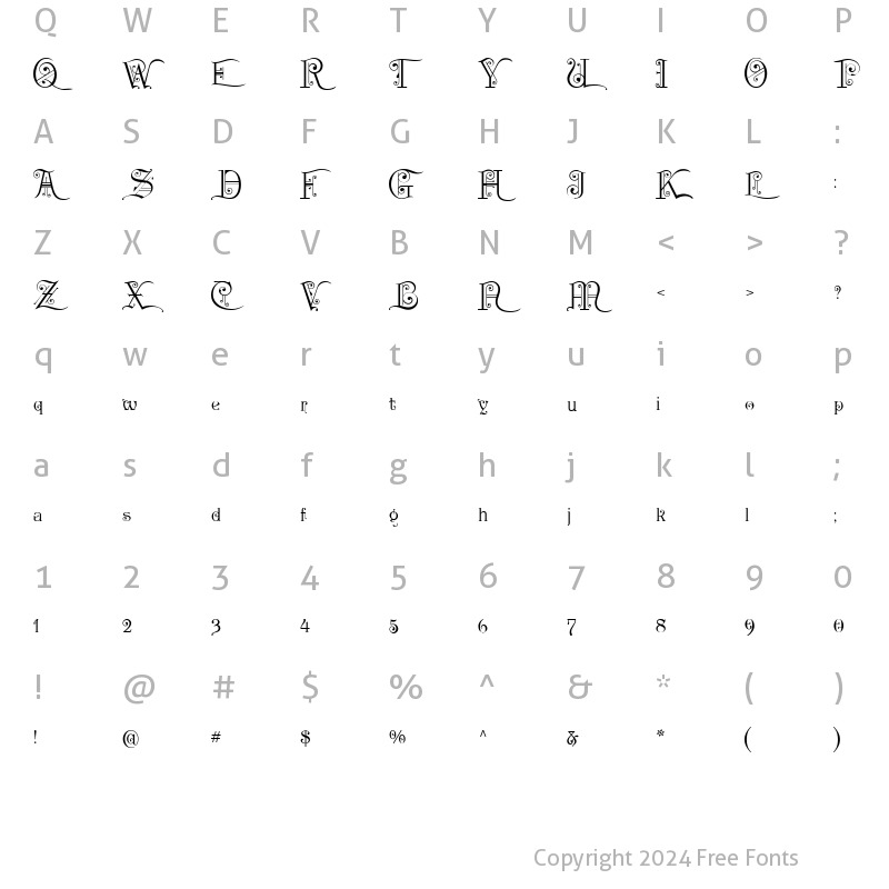 Character Map of P22 Kilkenny Swash Eureka