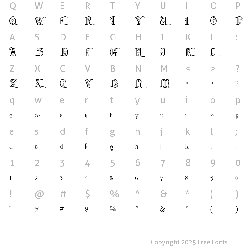 Character Map of P22 Kilkenny Swash Swash