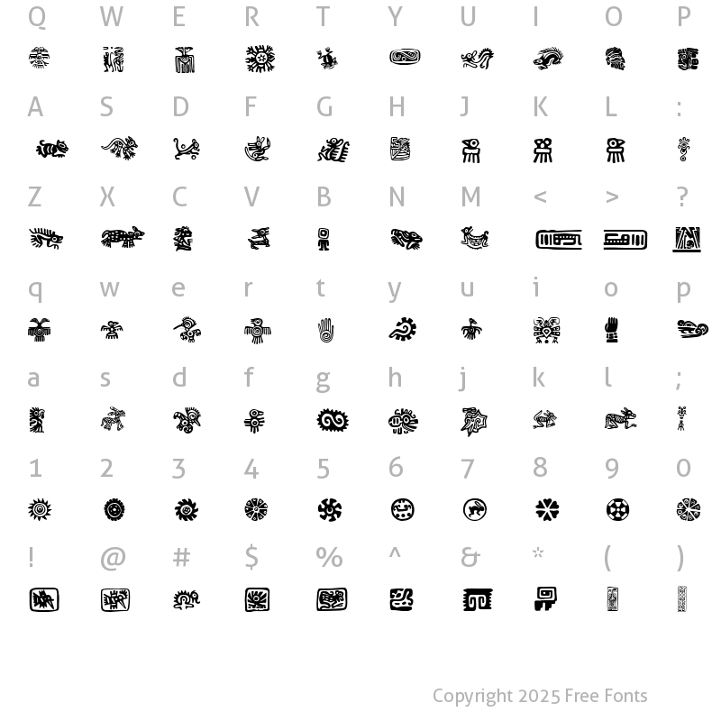 Character Map of P22 Mexican Relics Regular