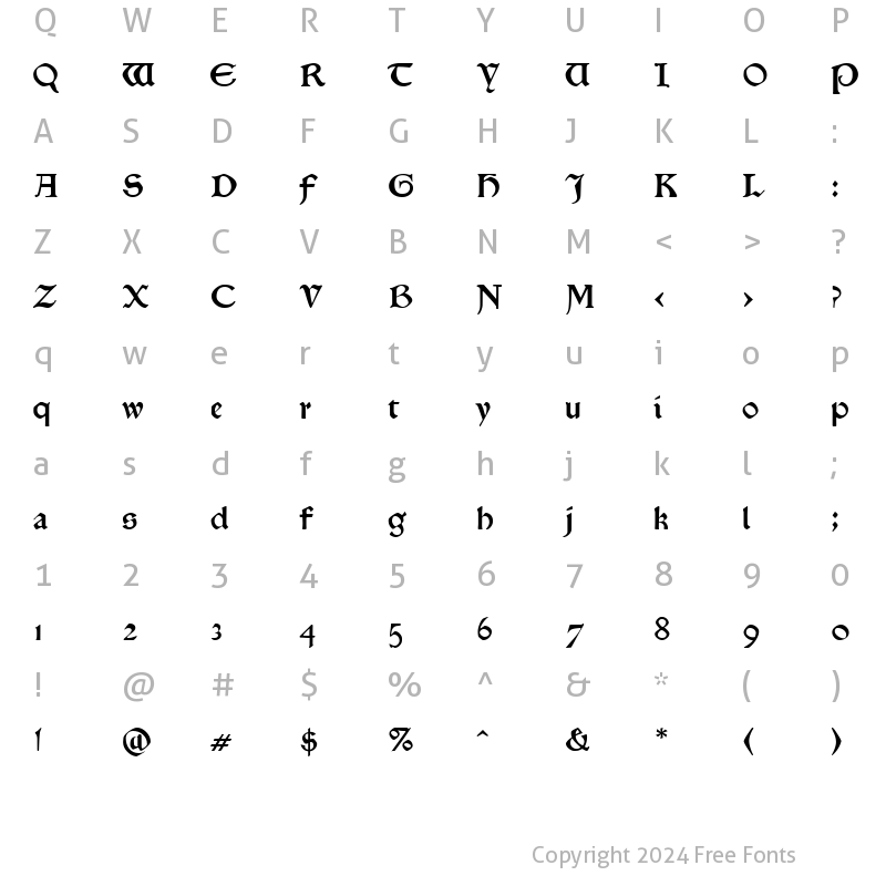 Character Map of P22 Morris Troy Regular