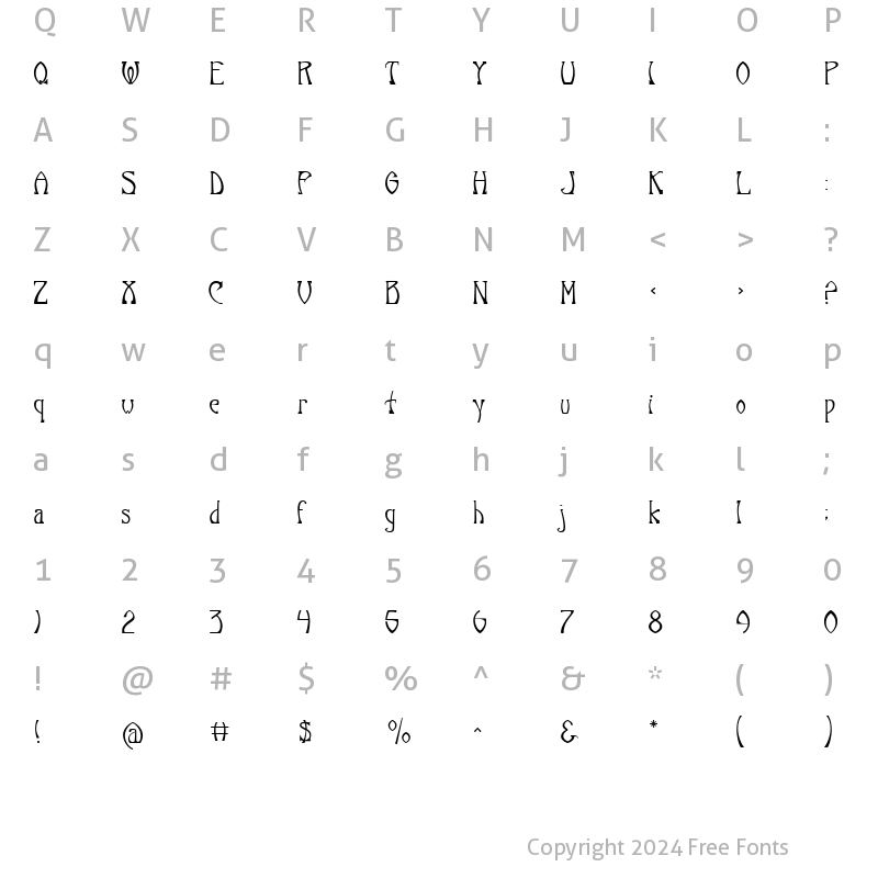 Character Map of P22 Salon Inner Regular