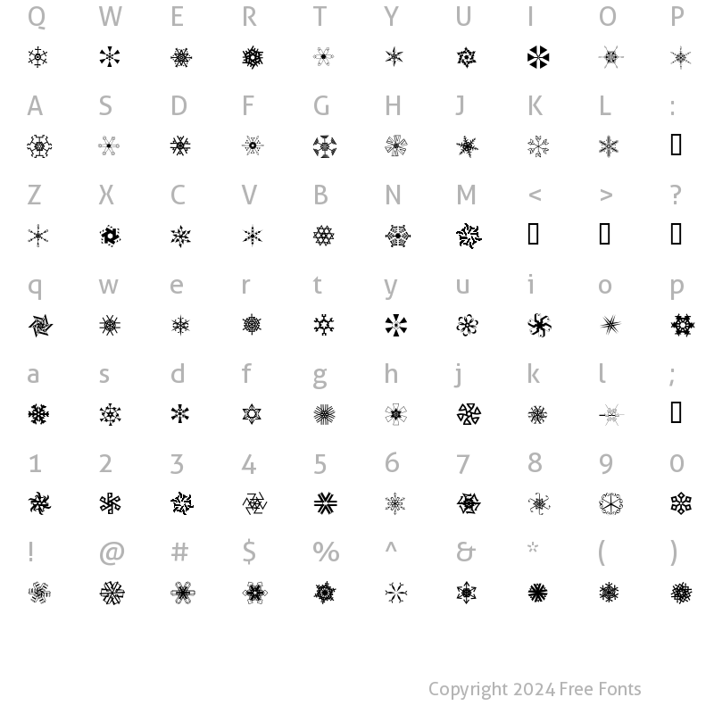 Character Map of P22 Snowflakes Regular