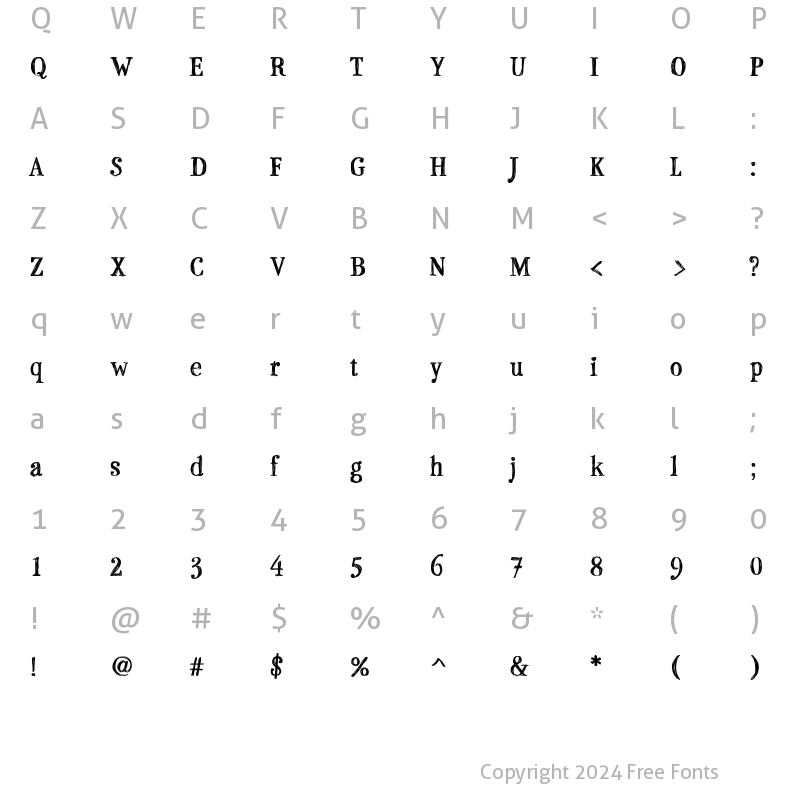 Character Map of P22 Stanyan Bold Regular