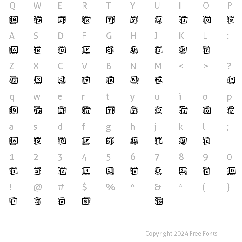 Character Map of P22 ToyBox Blocks Regular