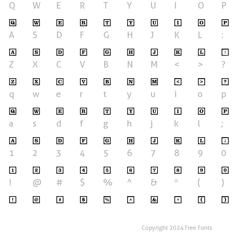 Character Map of P22 ToyBox BlocksLine Regular