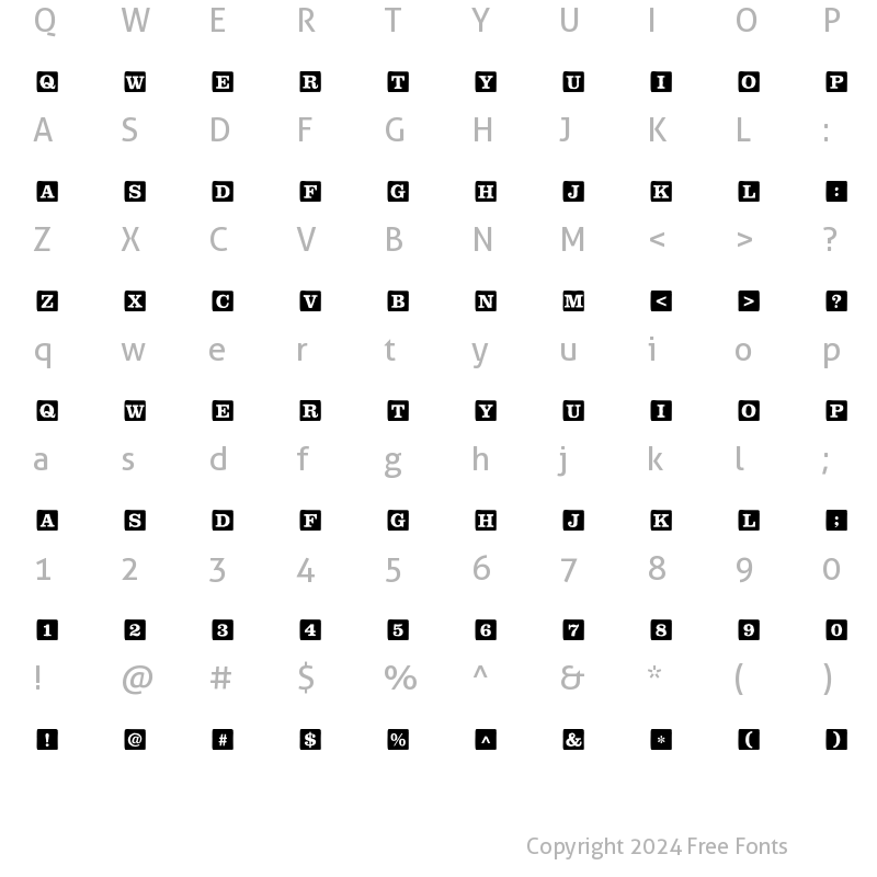 Character Map of P22 ToyBox BlocksSolid Regular