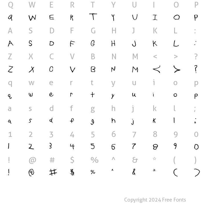 Character Map of P22 ToyBox Regular