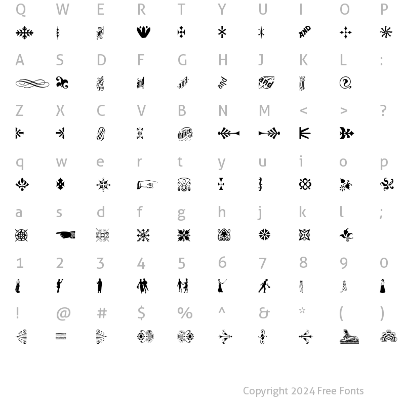 Character Map of P22 Victorian Ornaments Two Ornaments Two