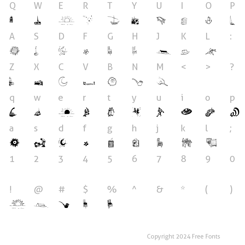 Character Map of P22 Vincent Extras