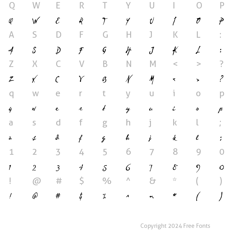 Character Map of P22 Vincent Regular