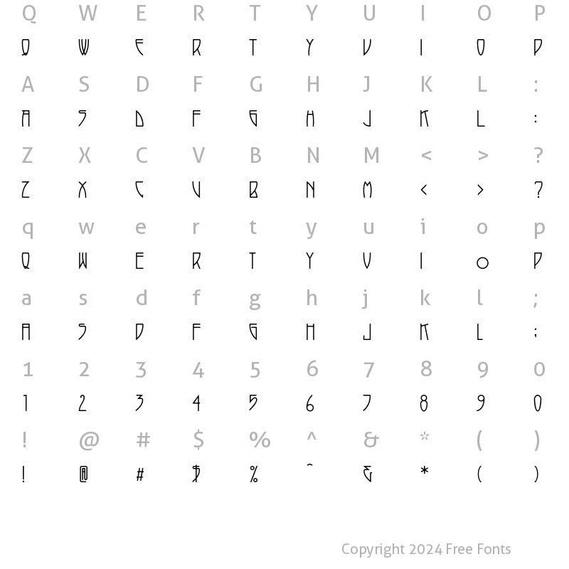 Character Map of P22ArtsAndCrafts Tall Regular