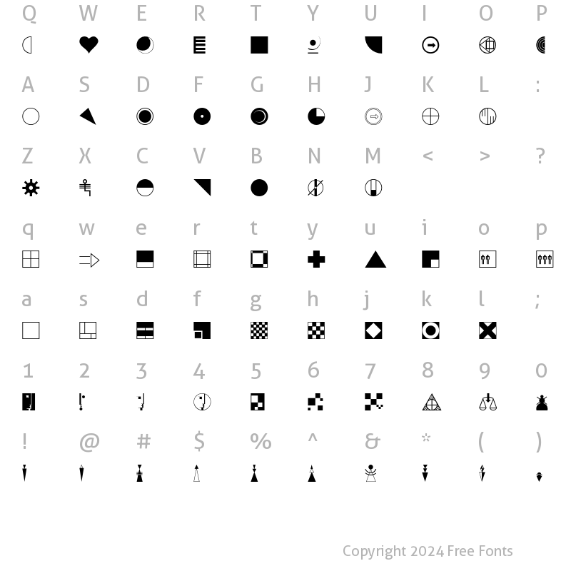 Character Map of P22Bauhaus Extras Regular