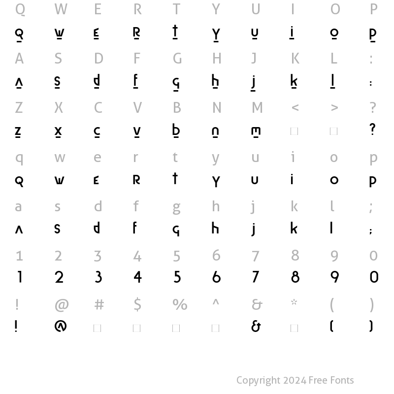 Character Map of P22Bayer-Fonetik Roman