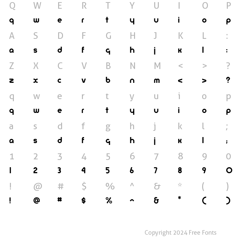 Character Map of P22Bayer Universal Regular