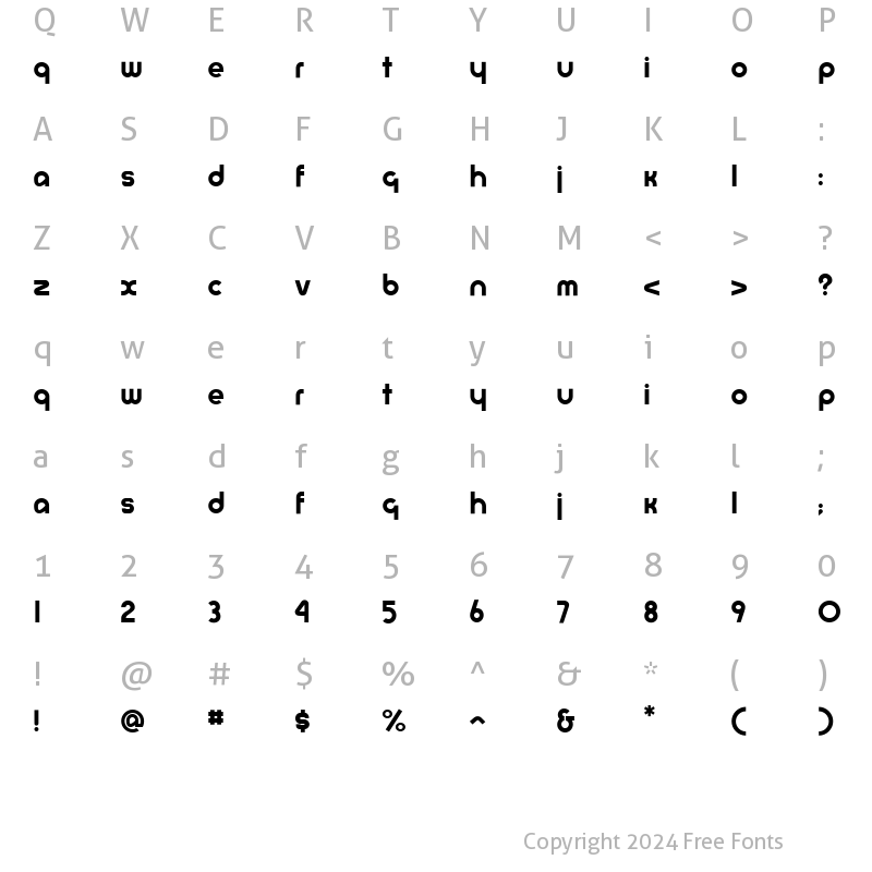 Character Map of P22Bayer-Universal Roman