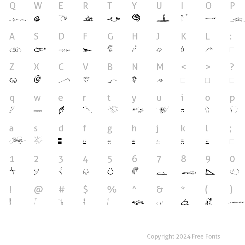 Character Map of P22CageExtras Roman